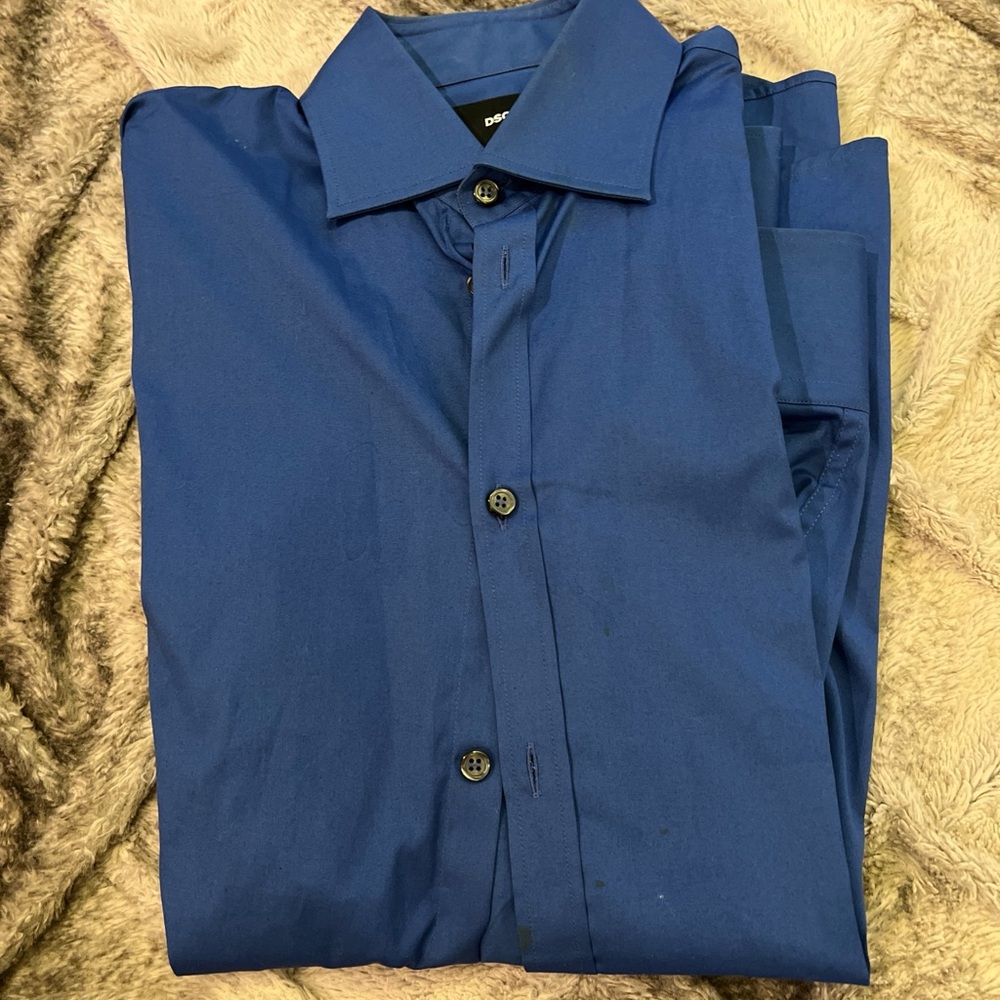 Dsquared2 Men's Blue Button Down Long Sleeve Casual Shirt US S IT 48